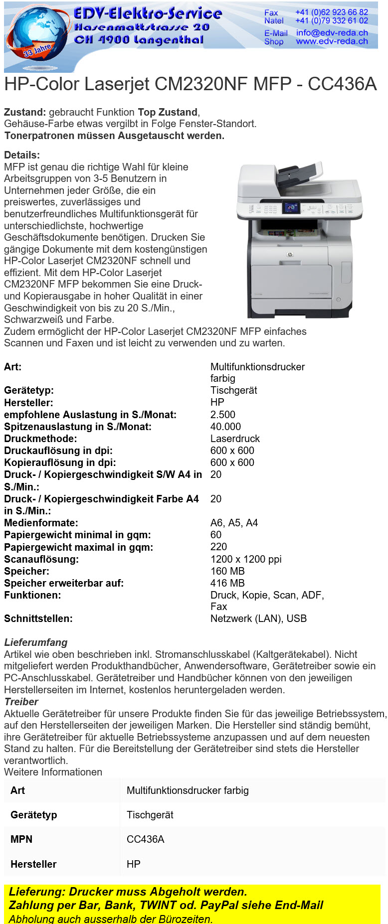 Hp Color Laserjet Cm2320nf Mfp Kaufen Auf Ricardo 9963